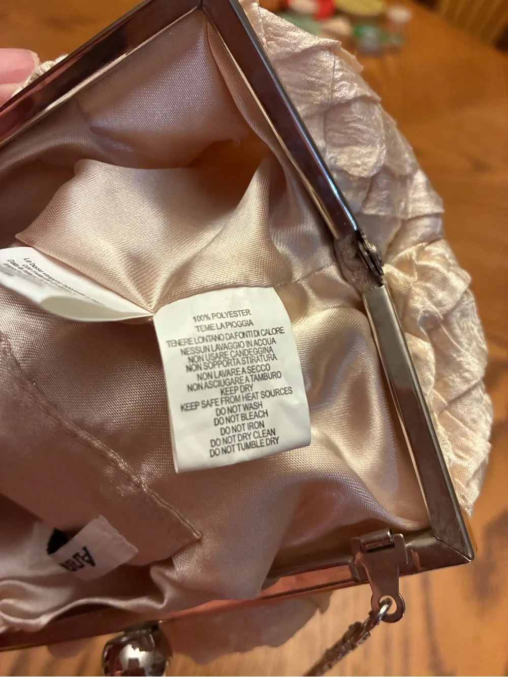 Anna Cecere Champagne Gold Retro Pleated Evening Clutch Bag Wedding Cocktail